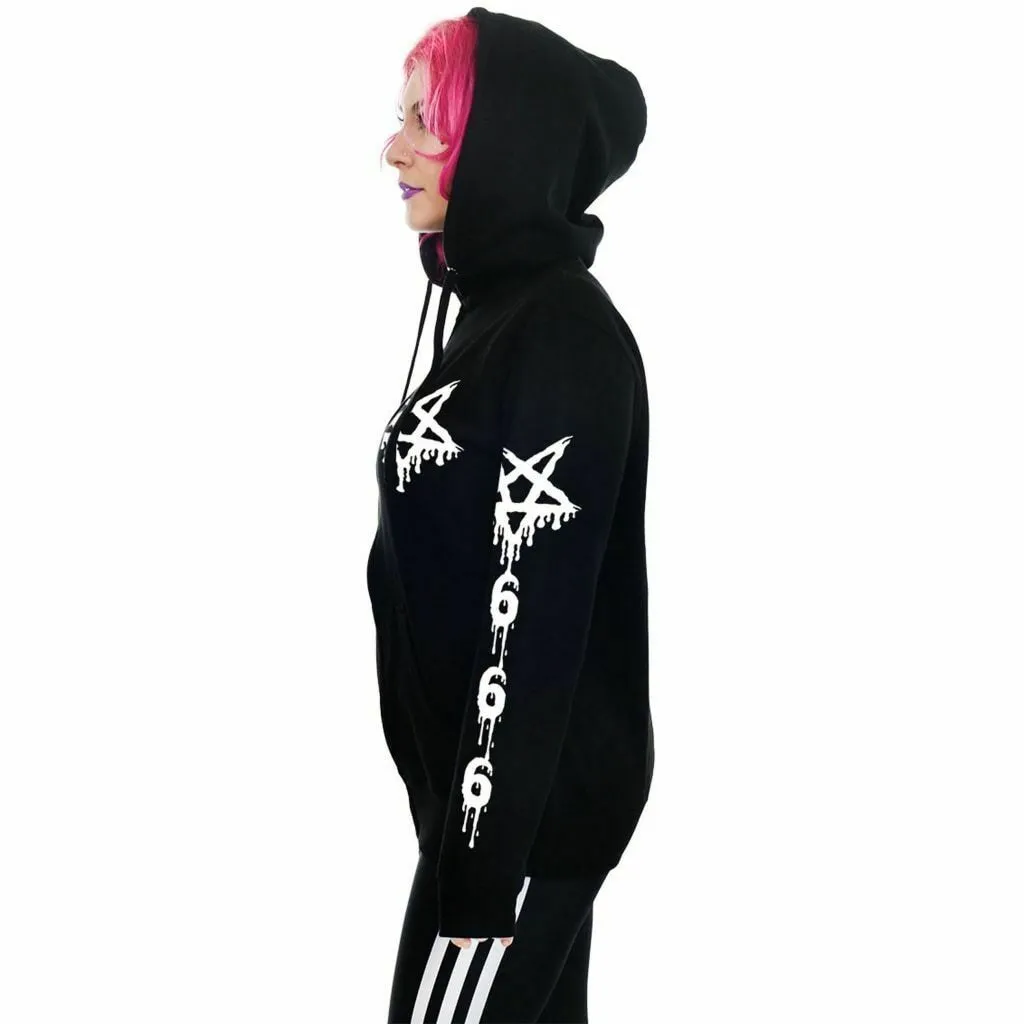 Drippy 666 Pentagram Zipped Hoodie