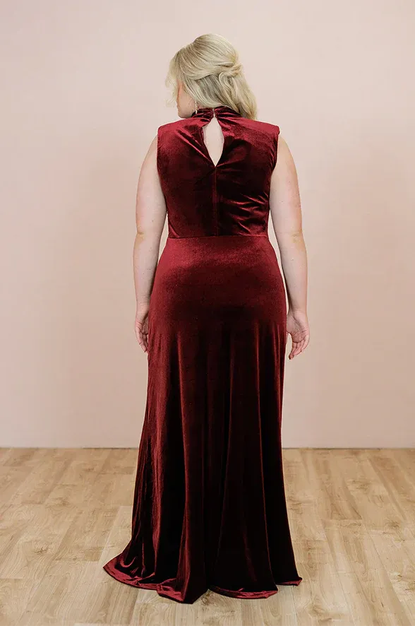 Elegant Prom Dresses Velvet Dress Ruched Formal Dress for Wedding Guest