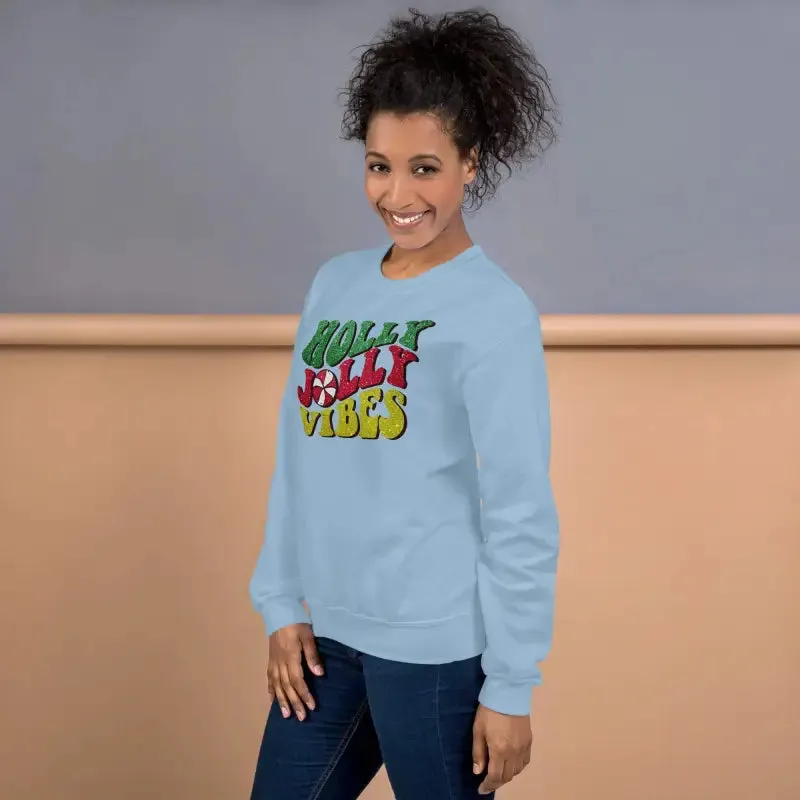 Get Your Sparkly Holly Jolly Vibes Sweatshirt for Christmas Cheer!