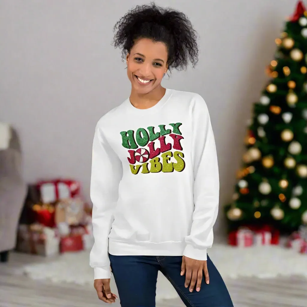Get Your Sparkly Holly Jolly Vibes Sweatshirt for Christmas Cheer!