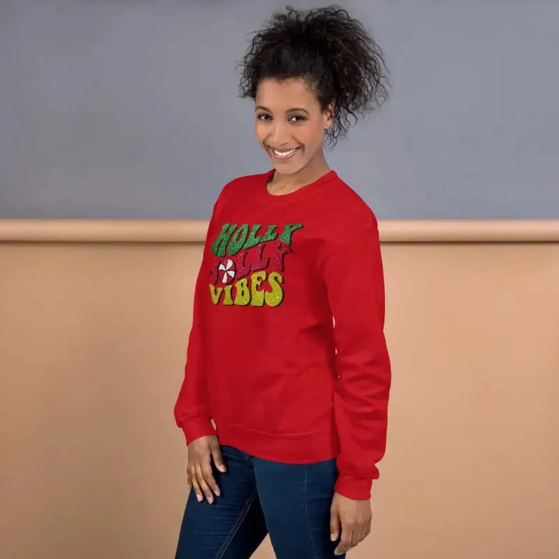Get Your Sparkly Holly Jolly Vibes Sweatshirt for Christmas Cheer!
