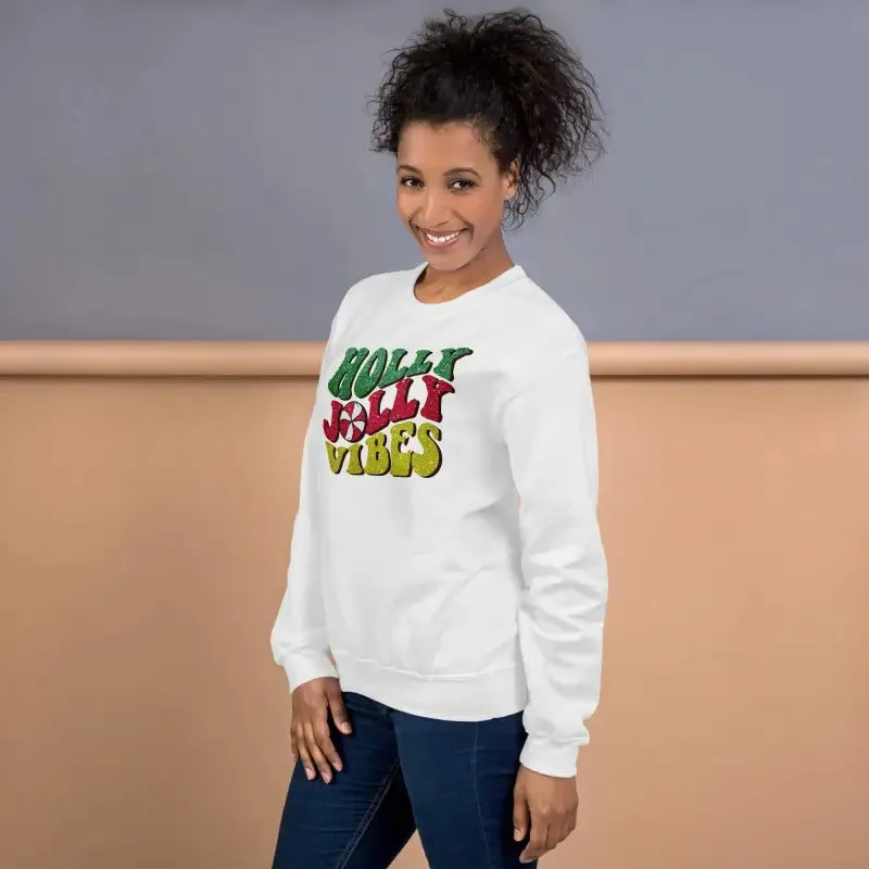 Get Your Sparkly Holly Jolly Vibes Sweatshirt for Christmas Cheer!