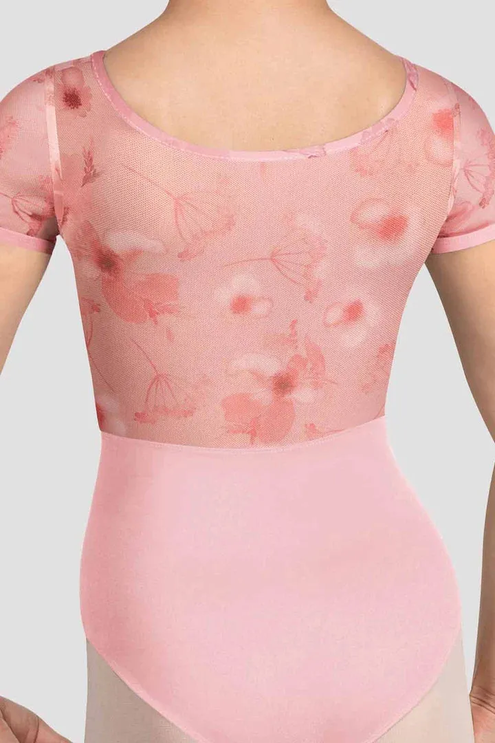 Girls Remi Floral Cap Sleeve Leotard Candy Pink