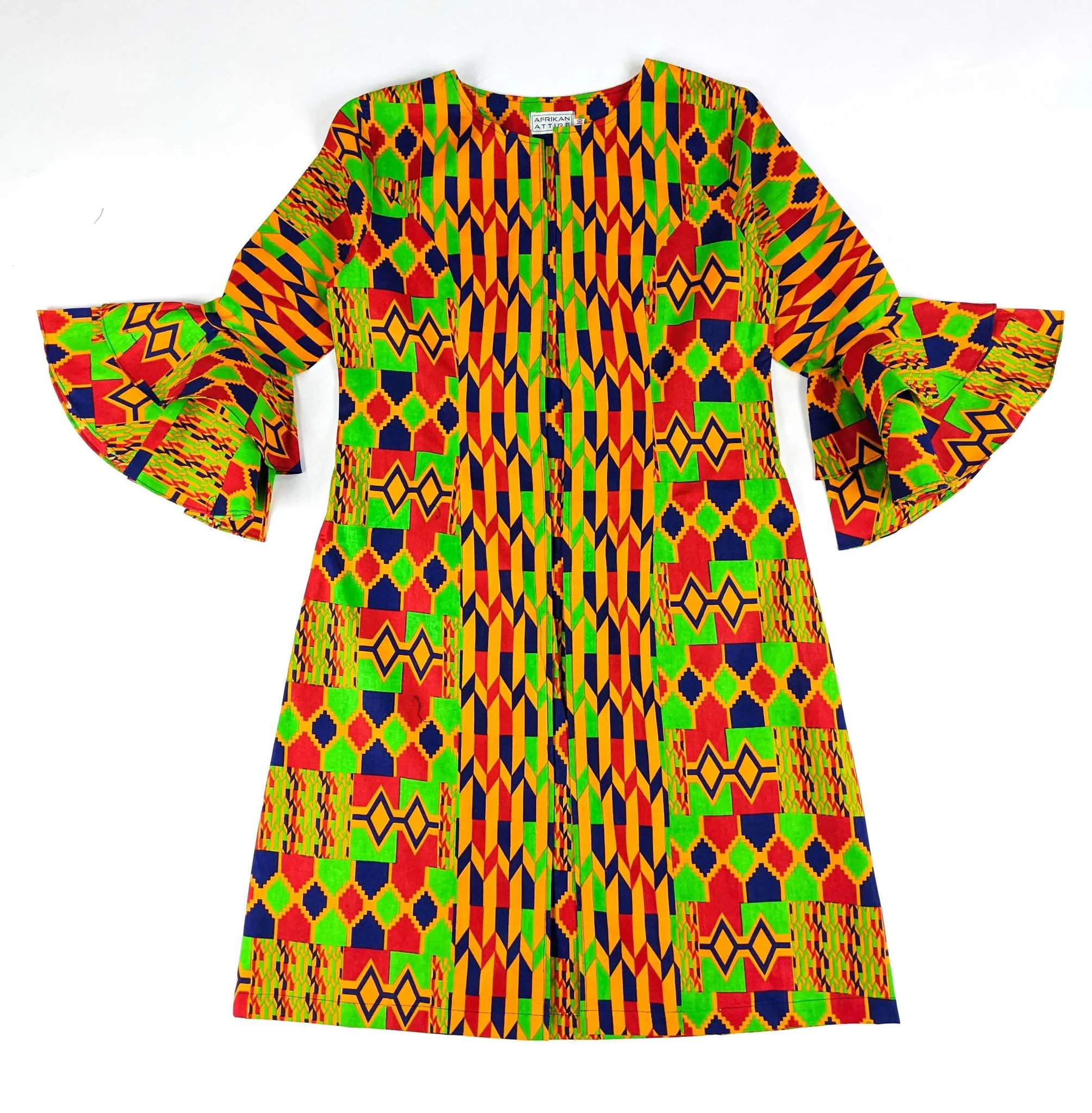 Kente Long Jacket With Peplum Sleeve