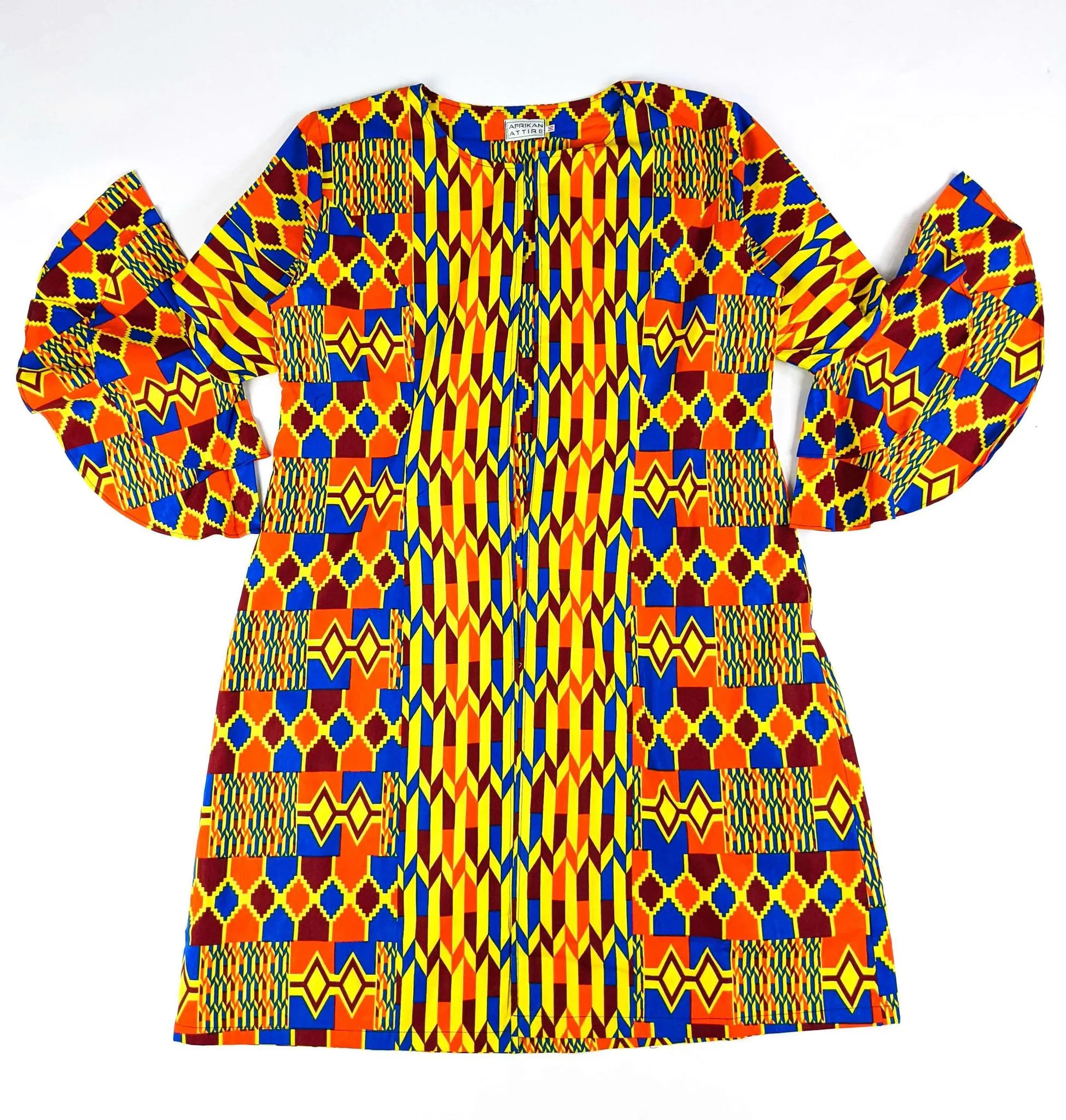 Kente Long Jacket With Peplum Sleeve