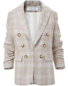 Khaki Check Linen Beacon Dickey Jacket