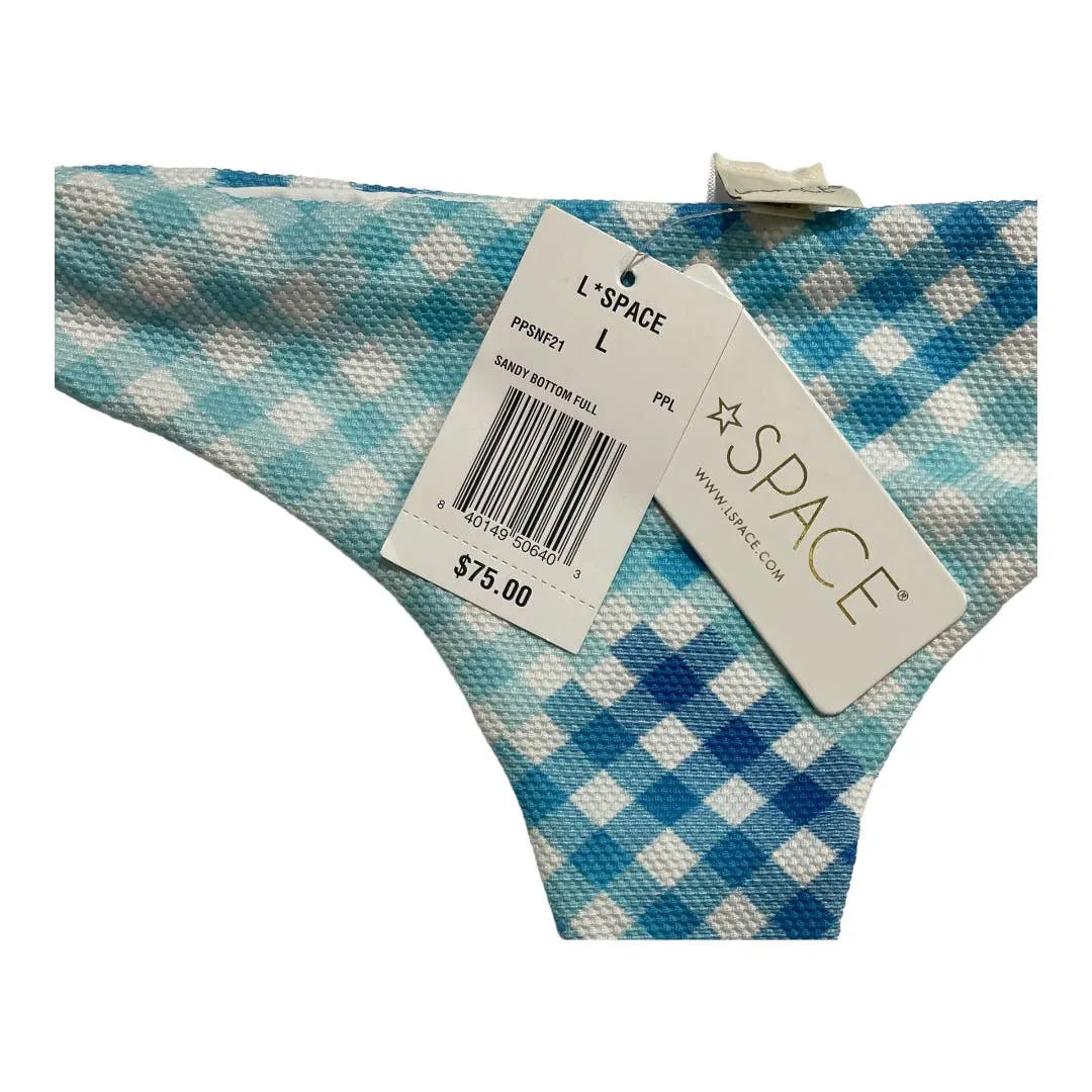 L*SPACE Revolve Brittany Bikini Top and Sandy Bottom Picnic Plaid Pique XL L