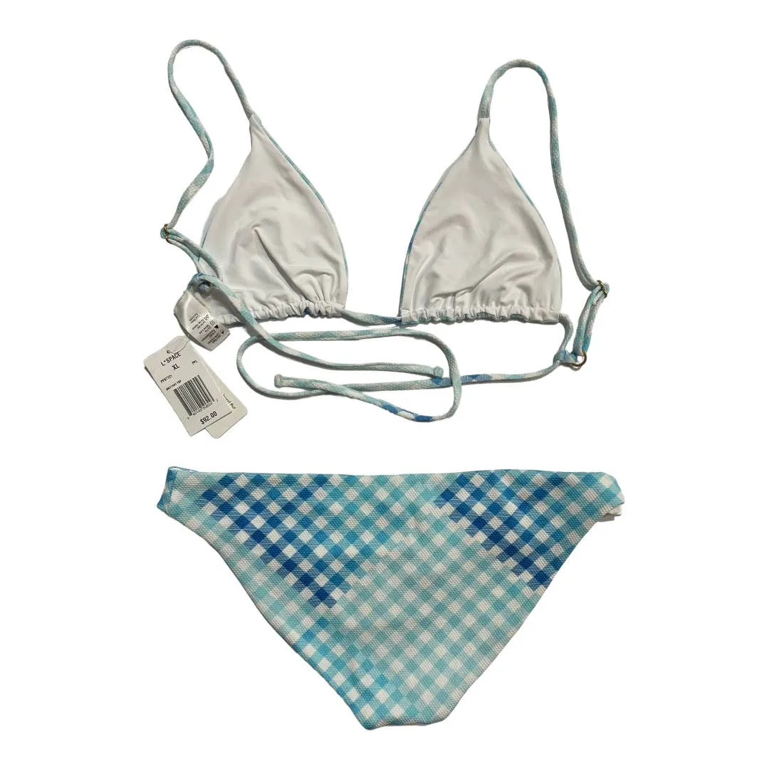 L*SPACE Revolve Brittany Bikini Top and Sandy Bottom Picnic Plaid Pique XL L