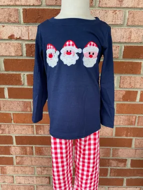 Navy Santa Plaid Pant Set