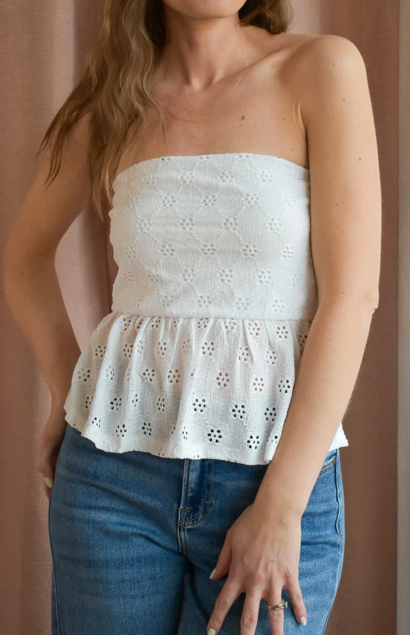 Petunias Eyelet Tube Top