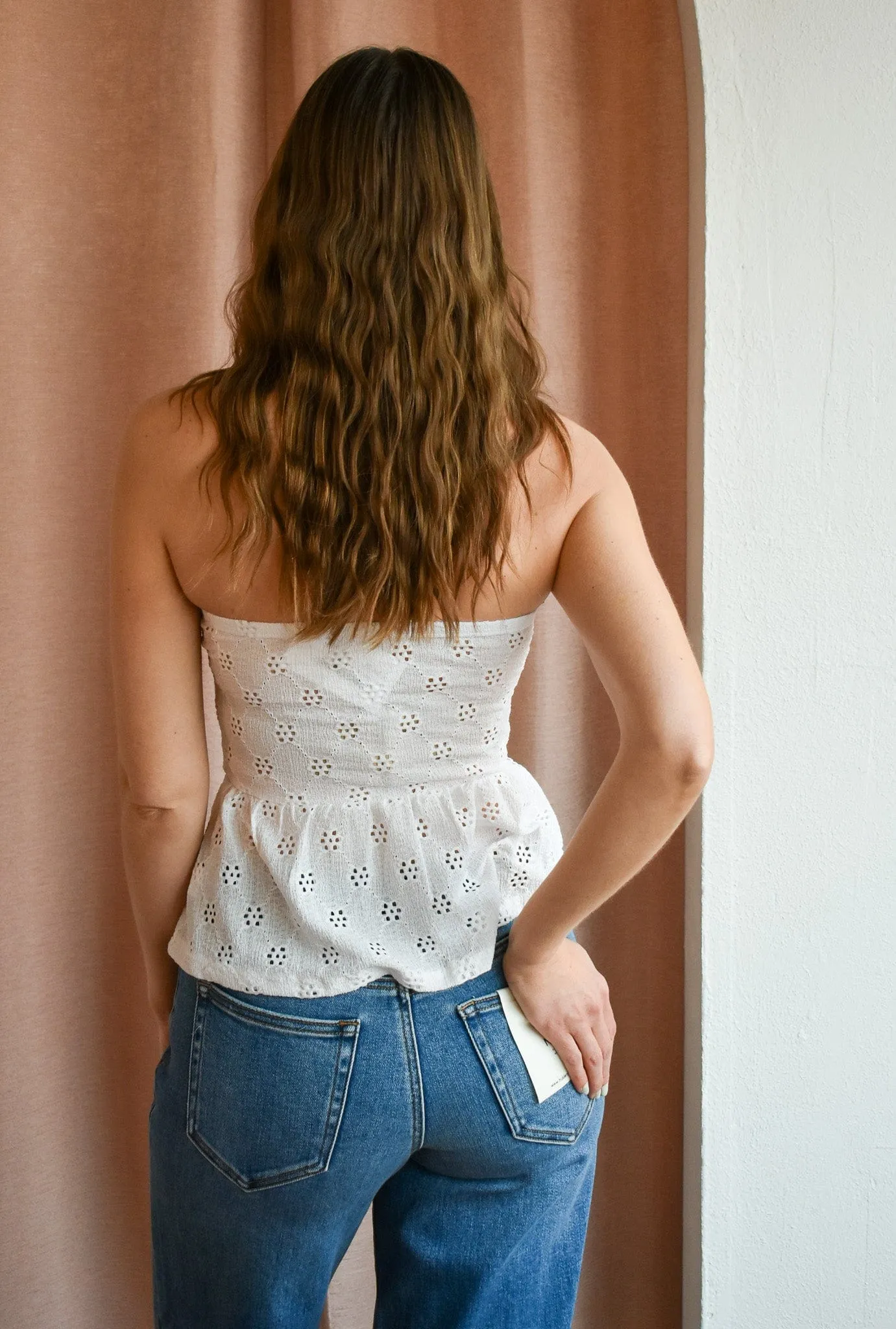 Petunias Eyelet Tube Top