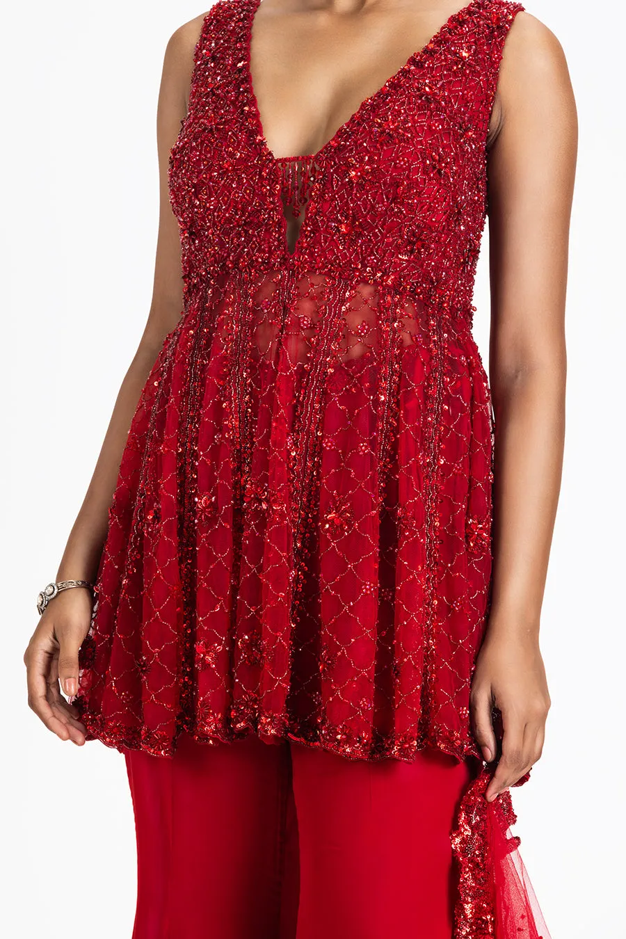 RED SHARARA SET