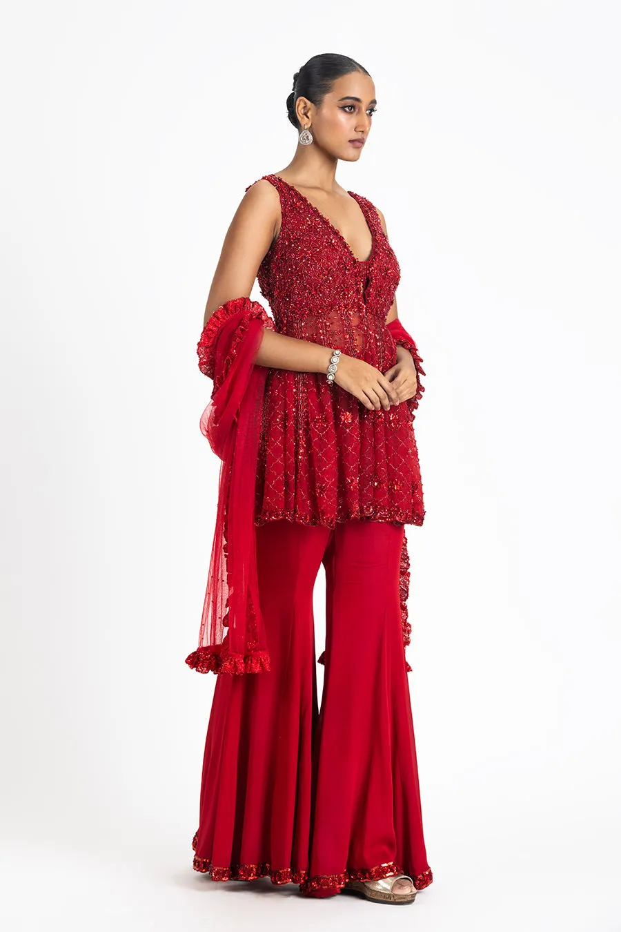 RED SHARARA SET