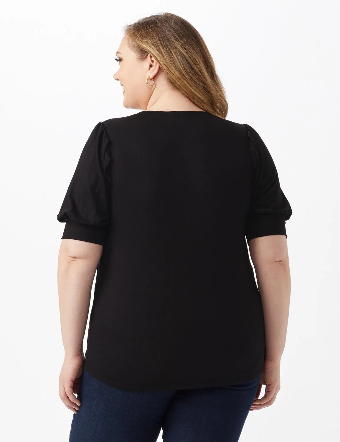 Scoop Puff Sleeve Knit Top