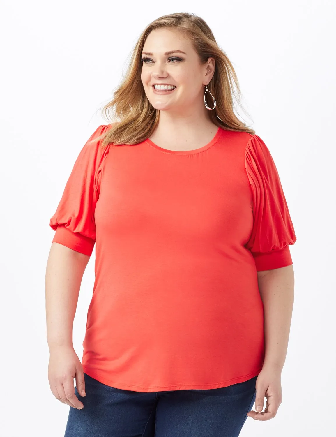 Scoop Puff Sleeve Knit Top