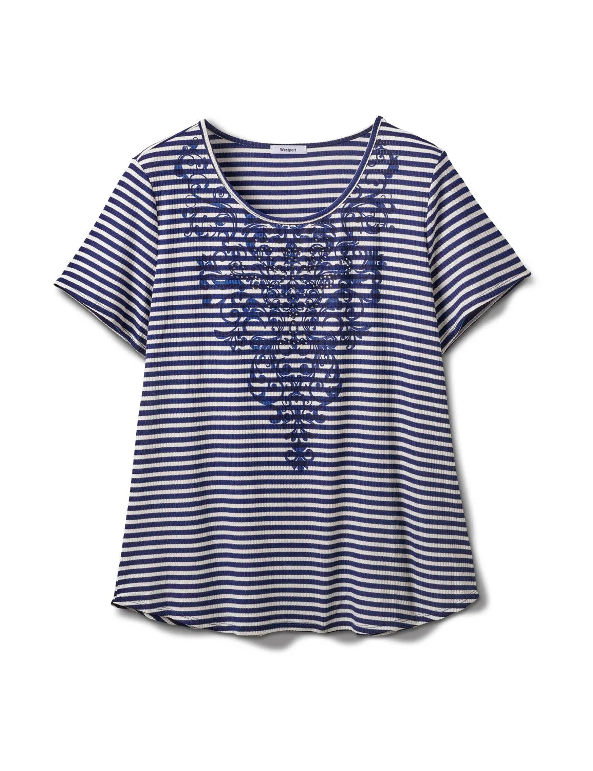 Screen Print Stripe Rib Tee
