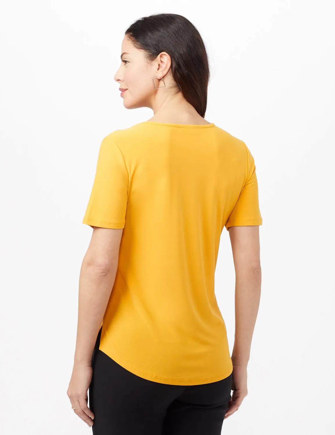 Three Button Crepe Tee Knit Top