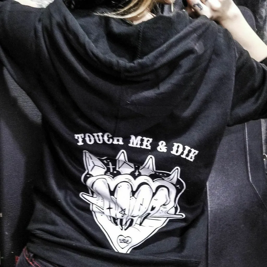Touch Me & Die Brass Knuckles Zipped Hoodie
