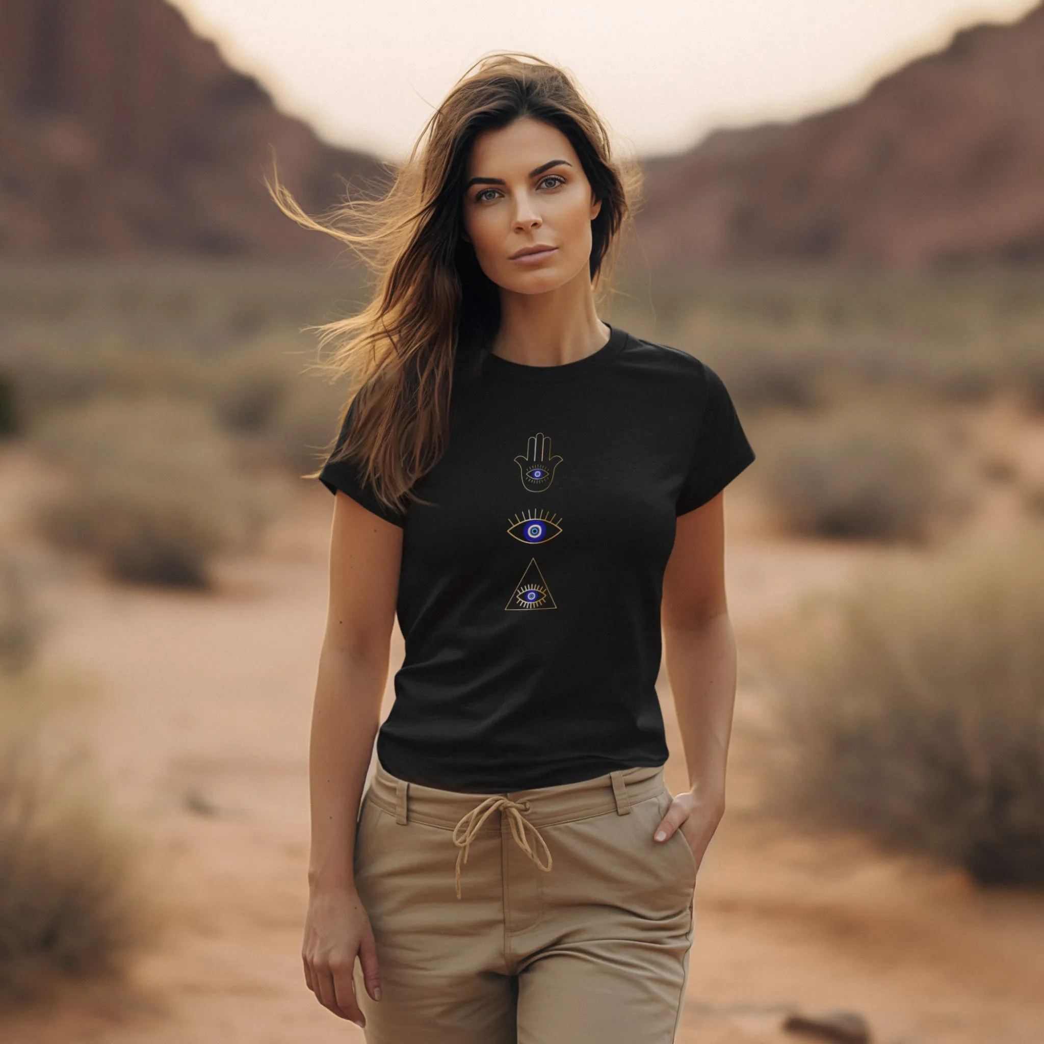 Women's Blue Eye Collage Semi-Fitted Tee